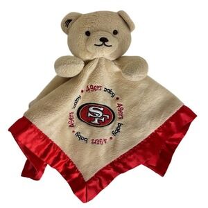 Baby Fanatic San Francisco 49ers Bear Lovey Satin Baby Security Blanket Red Tan